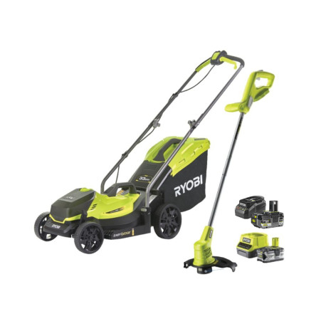 Tondeuse poussée RYOBI 18V OnePlus RLM18X33B40 - 2 batteries 4.0Ah - 2 chargeurs - Coupe-bordures OFFERT