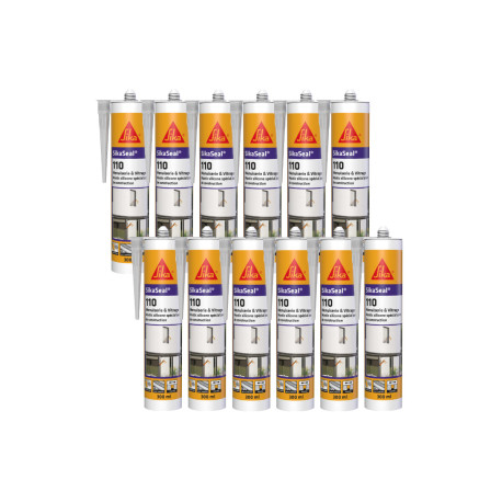 Lot de 12 mastics silicone SIKA SikaSeal 110 Menuiserie & Vitrage - Transparent - 300ml