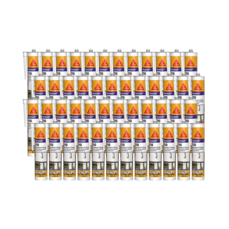 Lot de 48 mastics silicone SIKA SikaSeal 110 Menuiserie & Vitrage - Blanc - 300ml