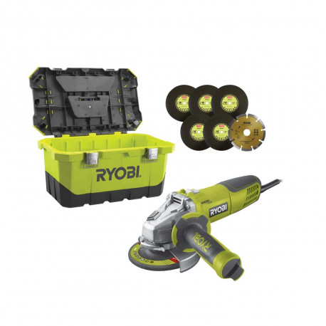 Meuleuse d'angle RYOBI - 1010W - 125mm - 1 coffret de rangement - RAG1010-125TA6