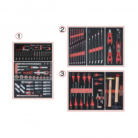 Composition d'outils KS TOOLS - Pour servante - 3 tiroirs - 158 pcs -  714.0158 - Espace Bricolage