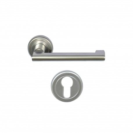 Pack Poignée et rosace de porte Aluminium - Pyla - Finition Chrome perle