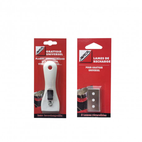 Pack IMPECA Grattoir Universel toutes surfaces - lame de rechange