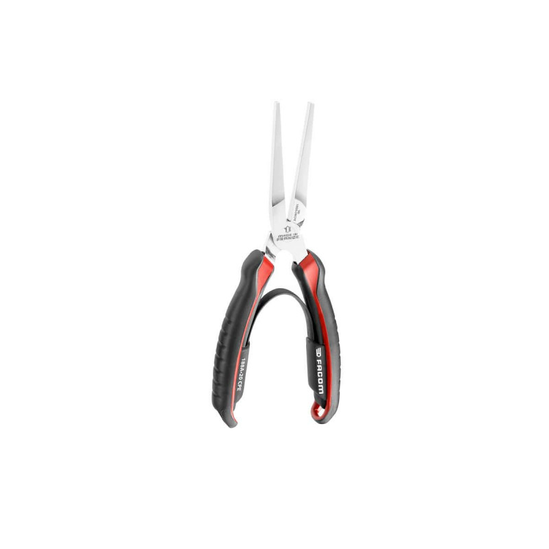 Pince à Bec Plat Facom-421 - Gainée Rouge Pour Precision
