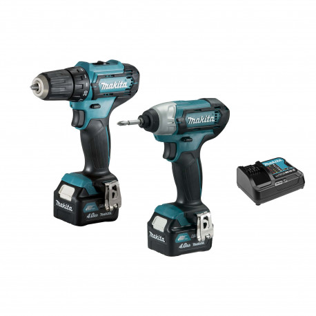 Ensemble de 2 machines Makita CLX224SMJ - Perceuse Visseuse - Visseuse à chocs - 2 batteries 4,0Ah - 1 chargeur