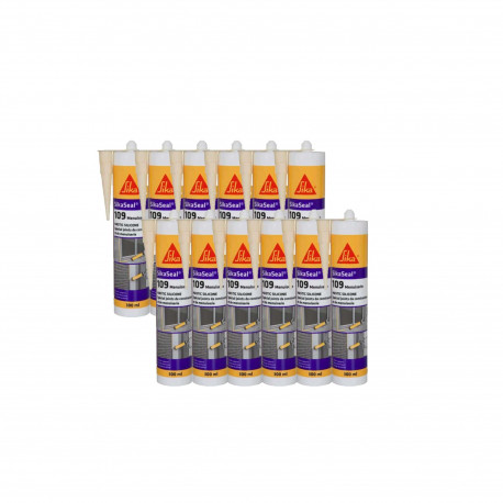 Lot de 12 mastic silicone SIKA SikaSeal 109 Menuiserie - Beige - 300ml