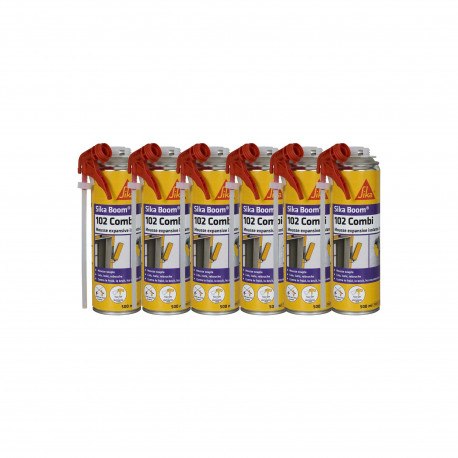 Lot de 6 mousses polyuréthanes expansives SIKA Sika Boom 102 Combi - 500ml