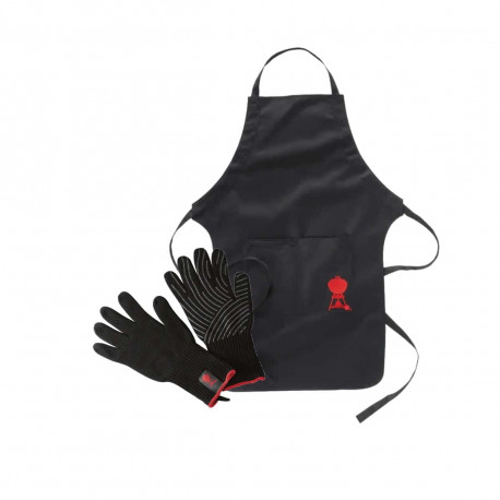 Pack Weber - Tablier pour barbecue avec sangle ajustable - une paire de gants thermorésistants taille S-M