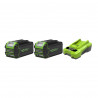 Pack GREENWORKS 40V - 2 batteries 4,0Ah Lithium-ion - 1 Chargeur