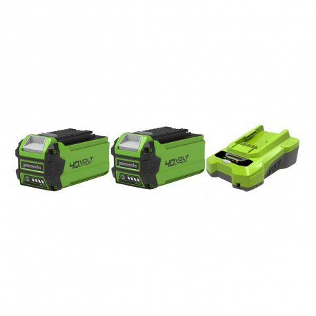 Pack GREENWORKS 40V - 2 batteries 2,0Ah Lithium-ion - 1 Chargeur