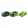 Pack GREENWORKS 40V - 2 batteries 4,0Ah et 2,0Ah Lithium-ion - 1 Chargeur