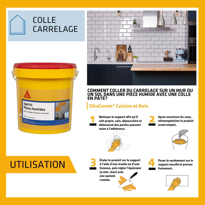 Kit SIKA Douche à l'italienne Colle SikaCeram 15kg Mortier