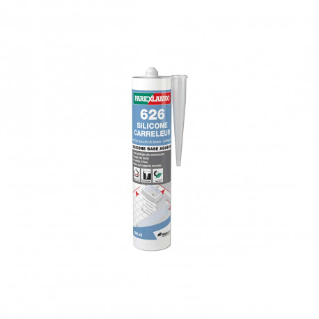 Mastic silicone PAREXLANKO 626 Silicone Carreleur - Blanc - 300 mL - L626BLANC300