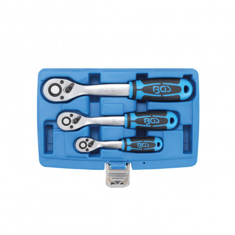 Jeu de cliquets BGS TECHNIC - denture fine - 6,3mm (1/4") / 10mm (3/8") / 12,5mm (1/2") - 3 pcs - 621