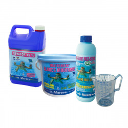 Pack traitement algues moutarde MAREVA pour piscine - Désinfectant - Clarifiant - Pichet doseur