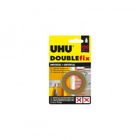Ruban adhésif UHU Doublefix Universel - 1,5m x 19mm - 36495