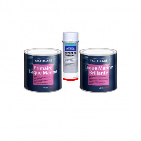 Pack YACHTCARE Laque - noir RAL 9005 - Primaire - blanc - Apprêt de finition - Gris