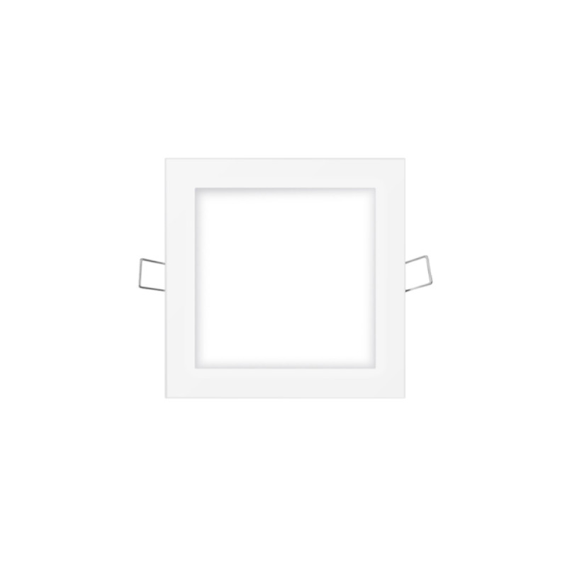 Mini spot LED carré EDM - 11,7cm - 6W - 320lm - 6400K - Cadre blanc - 31605  - Espace Bricolage