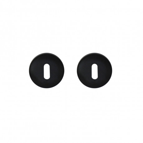 Paire de rosace ronde pour porte modèle Pomerol - Clé L - Noir velouté