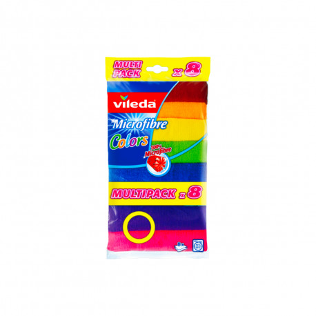 Lot de 8 Chiffons Microfibre colorés multiusage VILEDA
