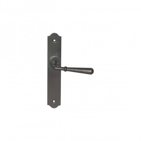 Poignée de porte sur plaque à condamnation modèle Beynac - Fer patiné