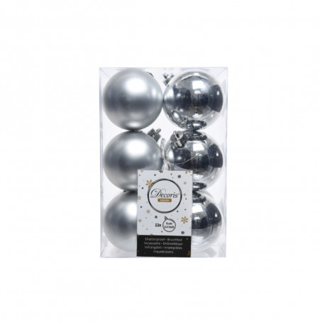 Lot de 12 boules EDM - esprit de Noël - Argenté - 71870