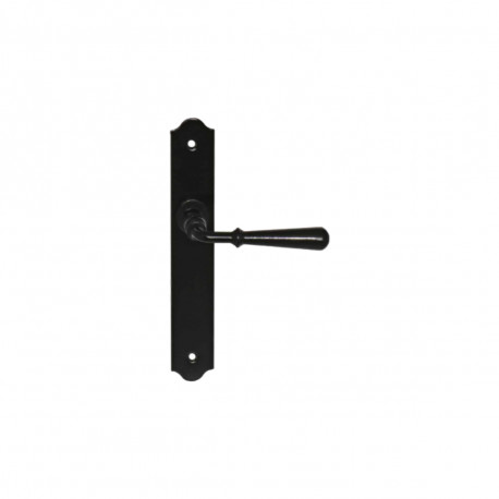 2 Poignées de porte sur plaque modèle Beynac - Bec de cane - Noir