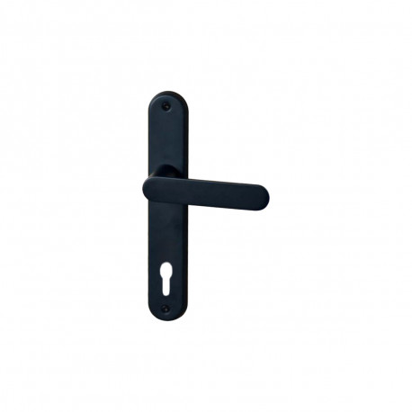 Poignée de porte sur plaque à clé classique modèle Daphné - Noir velouté