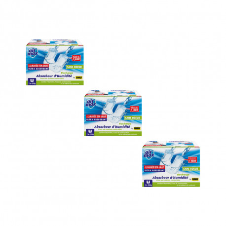 Pack de 3 lots de 2 recharges pour absorbeur d’humidité Airmax by UHU - 6x450g - 34848