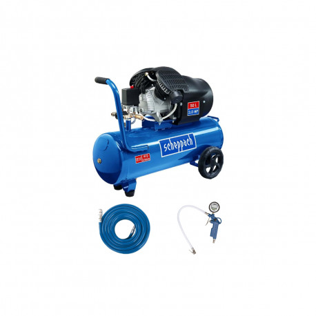 Pack SCHEPPACH Compresseur 50L - 2200W - HC53DC - tuyau 15m - Poignée de gonflage des pneus à affichage digital