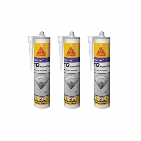 Lot de 3 colles mastic SIKA Sikaflex-112 Crystal clear - Transparent - 290ml
