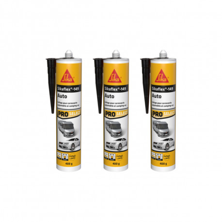 Lot de 3 mastics colle Auto SIKA Sikaflex 149 - Noir - 400g