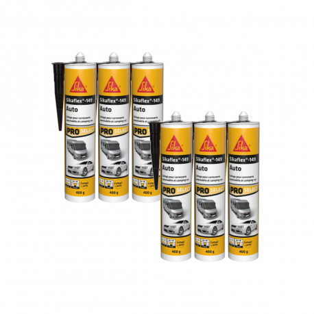 Lot de 6 mastics colle Auto SIKA Sikaflex 149 - Noir - 400g