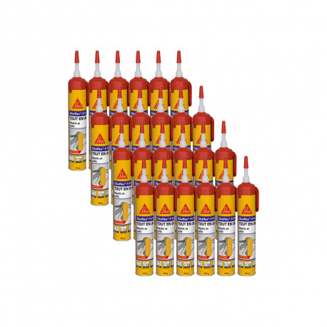 Lot de 24 mastics colle multi-usages SIKA Sikaflex 11 FC Purform - sans pistolet - Blanc - 260 g