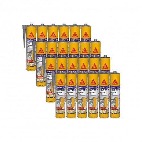 Lot de 24 mastics colle multi-usages SIKA Sikaflex 11 FC Purform - Gris béton - 300 ml