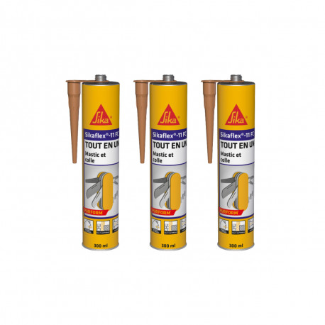 Lot de 3 mastics colles multi-usages SIKA Sikaflex 11 FC Purform - Beige - 300 ml