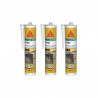 Lot de 3 mastics élastiques silicone - SIKA Sikasil G - Transparent - 300ml