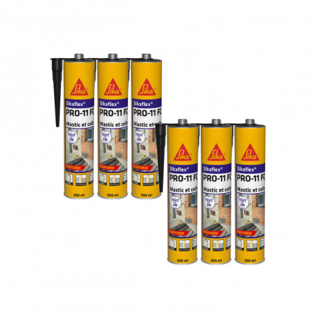 Lot de 6 mastics colles SIKA Sikaflex PRO 11 FC Purform - Noir - 300ml - 659664