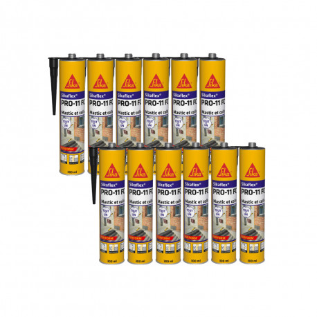 Lot de 12 mastics colles SIKA Sikaflex PRO 11 FC Purform - Noir - 300ml - 659664