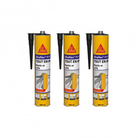 Lot de 3 mastics colles multi-usages SIKA Sikaflex 11 FC Purform - Noir - 300ml