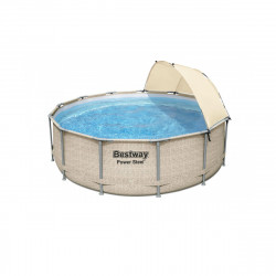 Piscine tubulaire ronde BESTWAY - 396 x 107 cm - 11 133 L - avec auvent - Steel Pro - 5614V