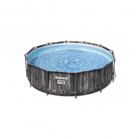 Piscine tubulaire ronde BESTWAY - 366 x 100 cm - 9 150 L - motif bois - Steel Pro Max - 5614x
