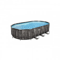 Piscine tubulaire ovale BESTWAY - 610 x 366 x 122 cm - 20 241 L - motif bois - Power Steel - 5611R