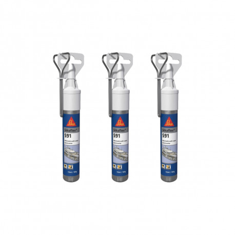 Lot de 3 colles mastics multi-usages SIKA Sikaflex 591 - Blanc - 70ml