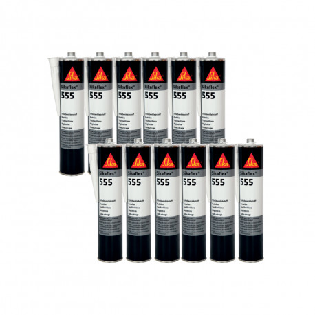 Lot de 12 colles de vitrage SIKA Sikaflex 555 - Noir - 300ml