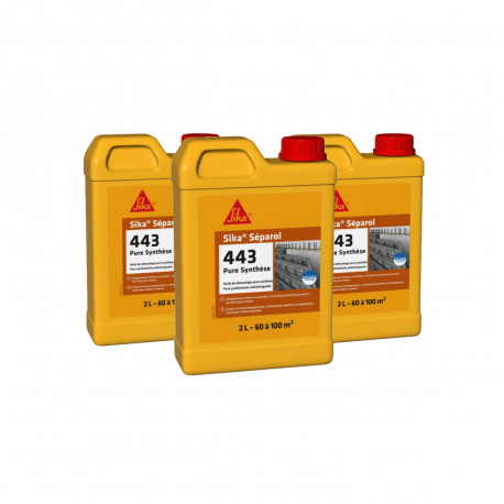 Lot de 3 huiles de démoulage SIKA Séparol 443 - Pure synthèse - 2L