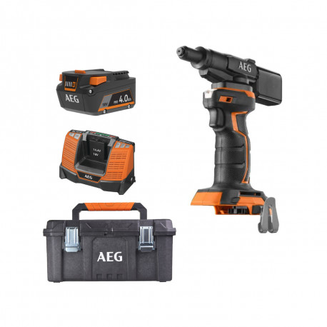 Pack AEG 18V - Riveteuse compacte - Batterie 4.0 Ah - Chargeur - Caisse de rangement