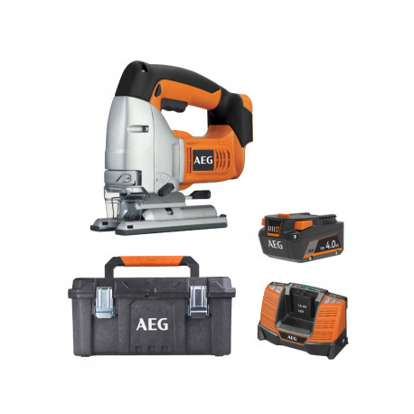 Pack AEG 18V - Scie sauteuse - Batterie 4.0 Ah - Chargeur - Caisse de rangement