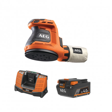 Pack AEG 18V - Ponceuse excentrique 125mm - Batterie 4.0 Ah - Chargeur