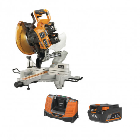 Pack AEG 18V - Scie radiale à coupe d'onglet Brushless 254mm - Batterie 4.0 Ah - Chargeur